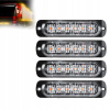 4x 6LED 12/24V Výstražné stroboskopické svetlá, auto stroboskop, Vodotesné