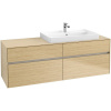 VILLEROY & BOCH Collaro závesná skrinka pod umývadlo na dosku (umývadlo vpravo), 4 zásuvky, s LED osvetlením, 1600 x 500 x 548 mm, Nordic Oak, C027B0VJ