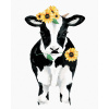 ZUTY Maľovanie podľa čísel KRAVA SO SLNEČNICAMI Rámovanie bez rámu a bez vypnutia plátna Rozmer 80x100 cm