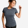 DOMYOS Dámske tričko 120 slim na fitness s krátkym rukávom sivé melírované 2XL