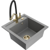 Mexen Vito granitový drez s 1 komorou a kuchynskou batériou Duo, šedý - 6503-71-671701-57-G