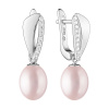 Gaura Pearls Stříbrné náušnice s levandulovou perlou a zirkony, stříbro 925/1000 SK23369EL/L Levandulová