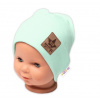 Baby Nellys Rebrovaná dvojvrstvová čiapka s lemom - mätová 92/98 (18-36m)