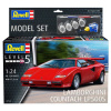 Revell Lamborghini Countach LP500S Model Set auto 1:72, 124 dielov + farby + lepidlo + štetec (Revell LAMBORGHINI COUNTACH LP500S 1:24, 17,8cm, Model No.: 67730)