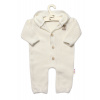 Baby Nellys Pletený overálok s kapucňou a gombíkmi Hand Made, ecru 56/62 (0-3m)