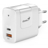 GENIUS GENIUS nabíječka PD-65AC, 65W, rychlé nabíjení, USB-C PD3.0, USB-A QC3.0, bílá