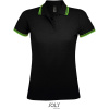 SOL's Collection Polokošile Pasadena Women, piqué, krátký rukáv, dámská COT250578a0404-black/lime XL Černá/lime zelená