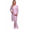 Růžový set kojící i těhotenský, pyžamo a župan - vzor vínové listí 1G0611 růžová XL + První výměna zboží zdarma.