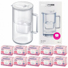 Sklenená filtračná kanvica Aquaphor Glass, biela + 10 filtrov Maxfor+ Mg