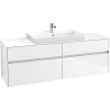 VILLEROY & BOCH Collaro závesná skrinka pod umývadlo na dosku (umývadlo v strede), 4 zásuvky, s LED osvetlením, 1600 x 500 x 548 mm, Glossy White, C028B0DH
