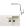 SET365 - Gránitový drez Blanco Sona 6 S biela soft + Kuchynská batéria Rosan Zerro JZ38601 chróm