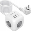Qoltec napájacia kocka predlžovací kábel 6v1 3x AC 2x USB 1x USB-C PD 20W 2m