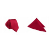 Úzka kravata Tissino Raspberry Polyester červená (Raspberry Set = úzky sleď a štvorcový vreckový štvorec)