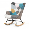 Autronic Křeslo houpací, potah patchwork látka, dřevěné nohy, masiv kaučukovník AK-374 PW2