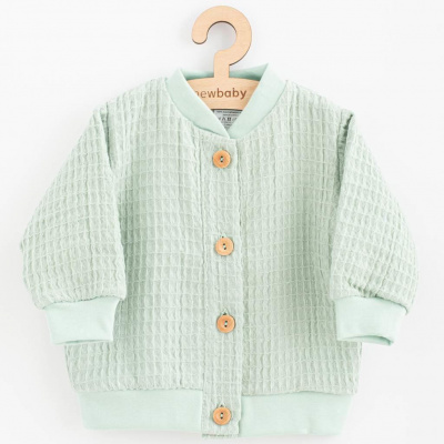NEW BABY Dojčenský mušelínový kabátik New Baby Comfort clothes šalviová Veľ. 68