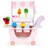 Ecotoys TL89015 zmrzlináreň na kolieskach, ružová (DREVENÁ CARRY ZMRZLINA TLAČ NA KOLIESKÁCH PRE DETI 12 PRVKOV)