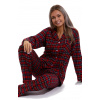 Elegantní červeně kárované dámské pyžamo z flanelu - teplé 1DF0017 červená XL + První výměna zboží zdarma.