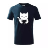 Mačka drží srdce - Tričko detské bavlnené - 158 cm/12 rokov ( Tmavomodrá (veľmi tmavá - skoro čierna) )