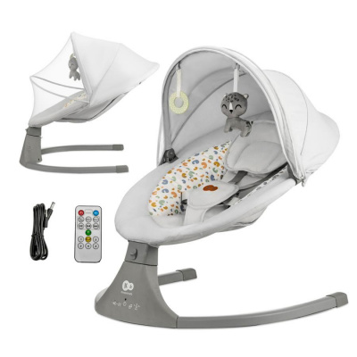 KINDERKRAFT Lehátko pohupujúce s melódiou 2v1 Lumi, do 9 kg, Premium Light Grey