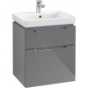 VILLEROY & BOCH Subway 2.0 závesná skrinka pod umývadlo, 2 zásuvky, 537 x 423 x 590 mm, Glossy Grey, A90810FP