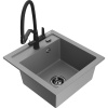 Mexen Vito granitový drez 1-komorový s kuchynskou batériou Duo, sivý - 6503-71-671701-70-B