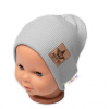 Baby Nellys Rebrovaná dvojvrstvová čiapka s lemom - sivá, veľ. 80/86 92/98 (18-36m)