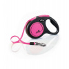 Vodítko FLEXI Neon M opasok 5m/25kg čierna/ružová NEW