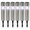 Solárna lampa SuperLED, strieborná, 33 cm, 6 ks. (6x LED SOLAR záhradné svietidlo, VŔTANÉ DO STĹP, Inox)
