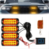 4x STROBOSKOPICKÁ LED LAMPA ORANŽOVÁ POMOC ODŤAHOVKA 12-24V MAJÁK S DIAĽKOVÝM OVLÁDAČOM