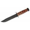 Nôž s pevnou čepeľou USMC Fighting KA-BAR®, kombinované ostrie – Čierna čepeľ, Hnedá