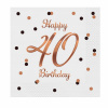 Servítky HAPPY BIRTHDAY 40. NARODENINY ružové zlato 20ks