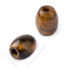 Korálik súdok z minerálu tigrie oko s veľkým prieťahom na macramé 18x16mm - 1 ks