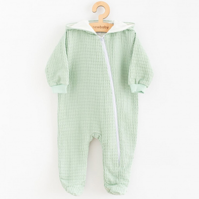 Dojčenský mušelínový overal s kapucňou New Baby Comfort clothes šalviová 74 (6-9m)