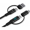 Nabíjací kábel 4v1 USB C + Lightning na USB-C + A PD 60 W s LCD 1 m