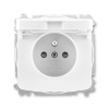 Zásuvka jednonásobná bezšroubová, s clonkami, s víčkem, 6619A-A06397 B, ABB, Tango, bílá (ABB, Tango, bílá)