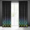 Eurofirany Záves 140x270 cm zamatový čierny, tyrkysový na riasiacu pásku ANGELINA