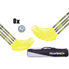 FLOORBEE Falcon SEMI 27 Carbon Composite + Toolbag + Balls žltá / čierna, 96cm (=106cm), 5x ľavá + 3x pravá, (13 - 18 rokov)