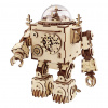 Robotime Drevené 3D mechanické puzzle Hracia skrinka Robot Orfeus 221 ks