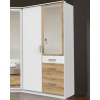 Šatníková skriňa so zrkadlom Click, 91 cm, biela/doskový dub