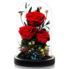 Dingheng Romantická večná kytica z troch ruží v skle s LED osvetlením – červená symbol večnej lásky