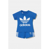 Detská bavlnená súprava adidas Originals JC6581 modrá 74