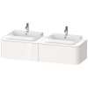 DURAVIT Happy D.2 Plus závesná skrinka pod dve umývadlá pod dosku, 2 zásuvky, 1600 x 550 x 354 mm, biela vysoký lesk, HP4946B2222