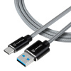 Tactical Aramid extra pevný kábel USB-A/USB-C - 0.3m - Sivá