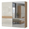 JL Široká skriňa posuvná 2D so zrkadlom Hagop-orech pacifik/béžová - s rámom