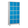 Rauman Kovová šatníková skrinka - 15 boxov, 90 x 40 x 195 cm, pevné nohy, cylindrický zámok, modrá - ral 5012