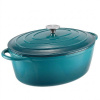 Pekáč liatinový tyrkysovo smaltovaný 6,5 L, 34 cm s liatinovou pokrievkou a nerezovým madlom