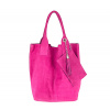 Kožená kabelka v úprave semiš 804 fuchsia Made in Italy