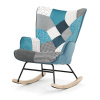AK-374 PWBL2, Luxusné hojdacie kreslo, modré s patchwork dizajnom