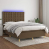 vidaXL Posteľ boxsping s matracom a LED tmavohnedá 140x190 cm látka