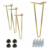Sada 4 nábytkových nožičiek Hairpin legs zlatý lesk výška 41 cm 2 tyče
